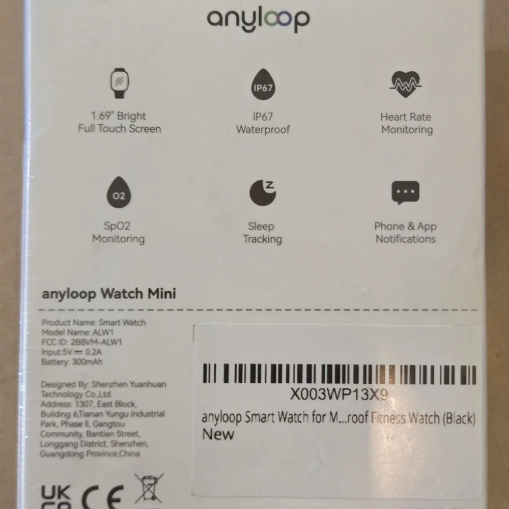 anyloop Mini Smartwatch — Black